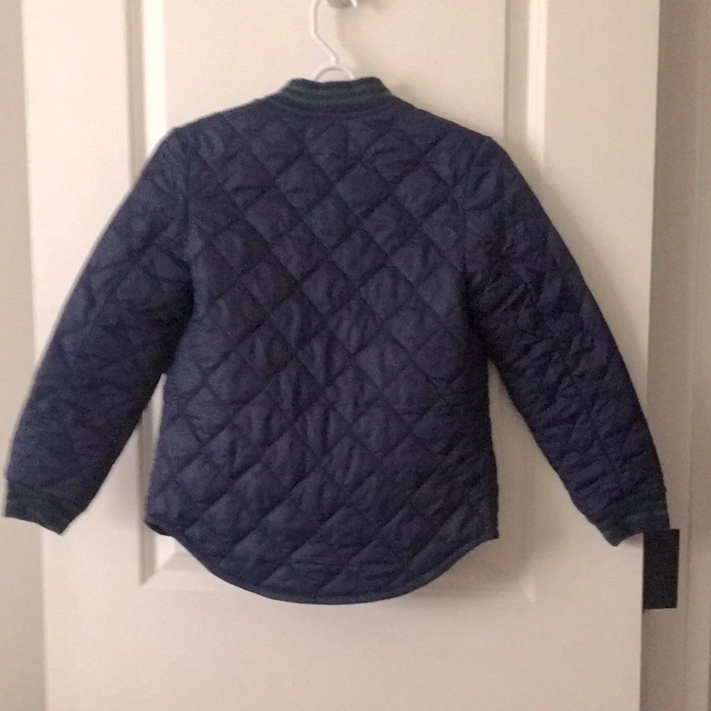 Ralph Lauren Polo kids Quilted snap down Jacket pockets unisex size S navy green